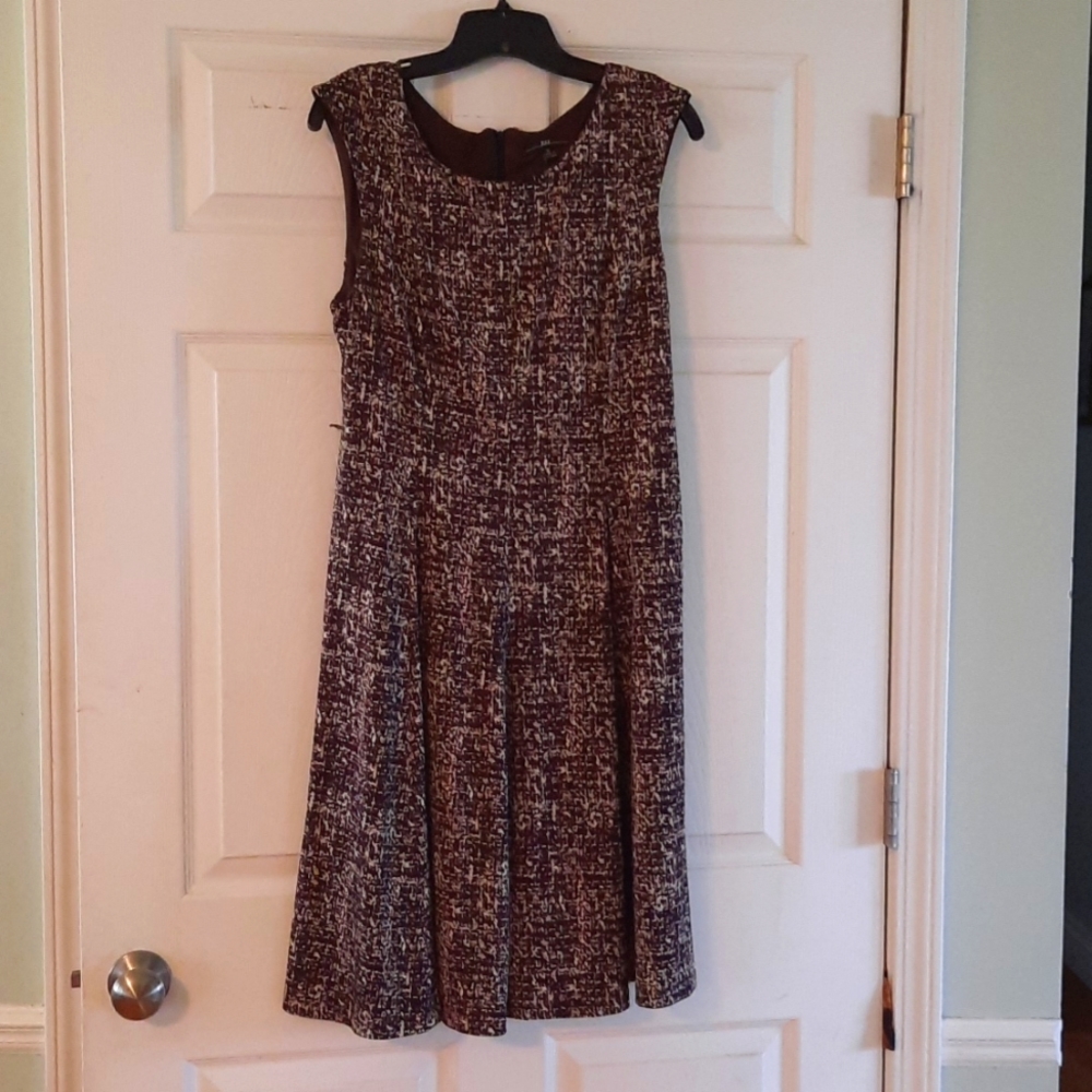 Brown and Tan Midi Dress